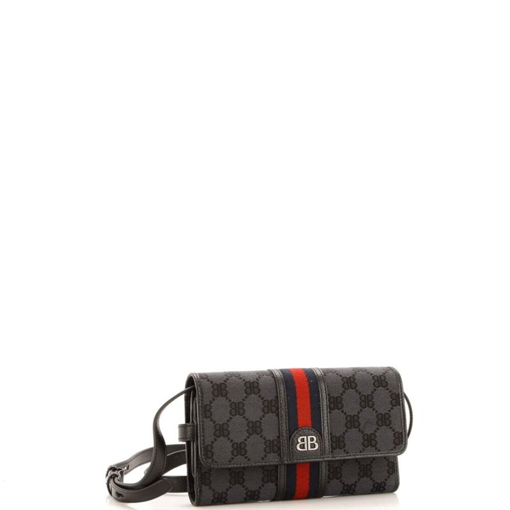 Balenciaga x Gucci The Hacker Wallet on Strap BB Coated Canvas Black - Picture 2 of 6